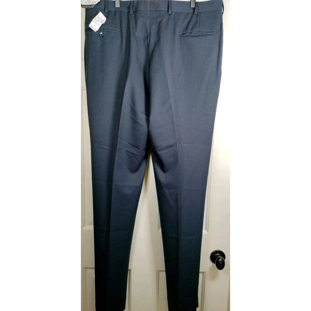 NWT Jos A Bank Executive Collection Mens Pants 40R Navy Blue 100% Wool Pleated
